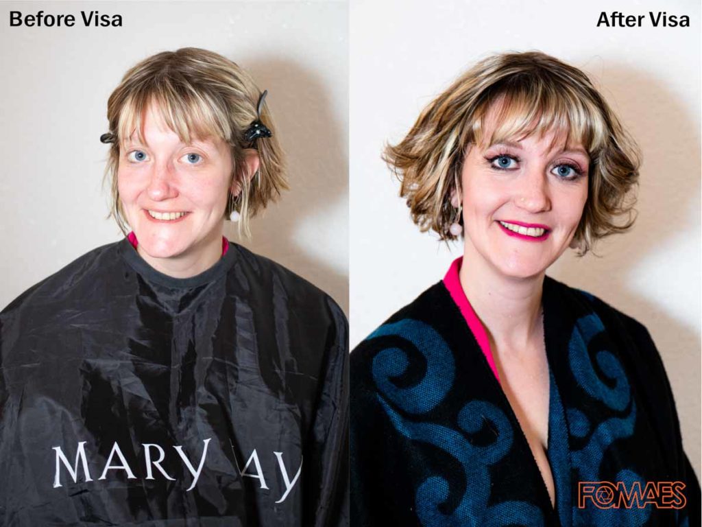 Vergleichsfoto Visagistin: Vorher und nachher